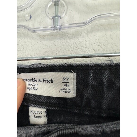 Abercrombie Curve Love Dad Jean Distressed Black Stretch Pockets Size 27 Petite - Picture 6 of 9